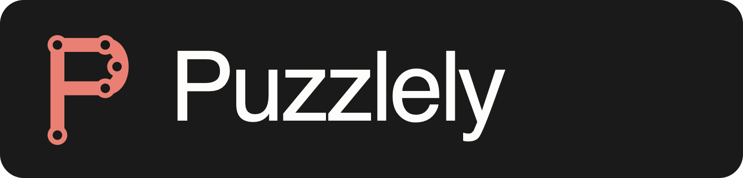 Puzzlely horizontal wordmark for dark backgrounds